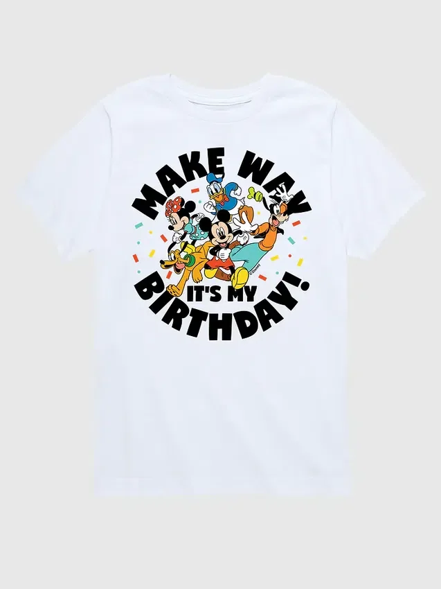 T-skjorte med «Make Way, It’s My Birthday»-motiv fra Disney for småbarn