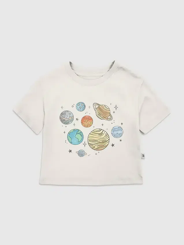 T-skjorte med «Planets Jumble»-motiv for småbarn