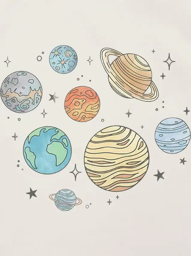 T-skjorte med «Planets Jumble»-motiv for småbarn