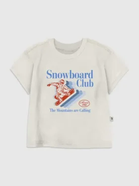 T-skjorte med «Snowboard Club»-motiv for småbarn