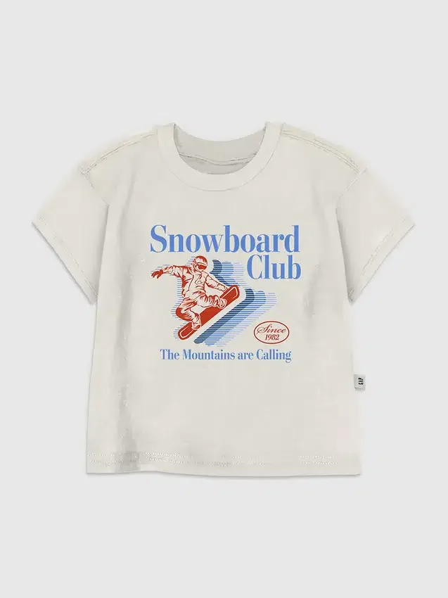 T-skjorte med «Snowboard Club»-motiv for småbarn