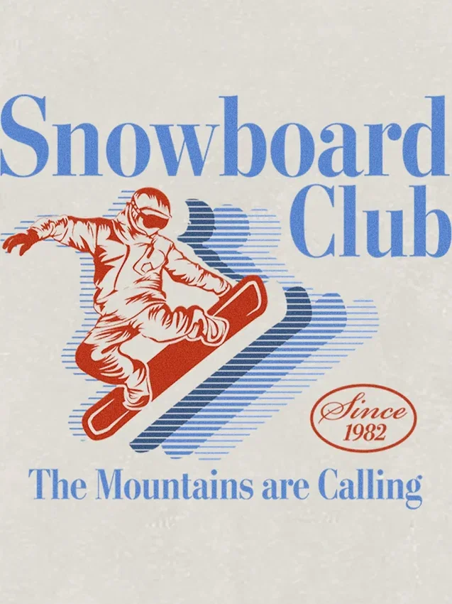 T-skjorte med «Snowboard Club»-motiv for småbarn