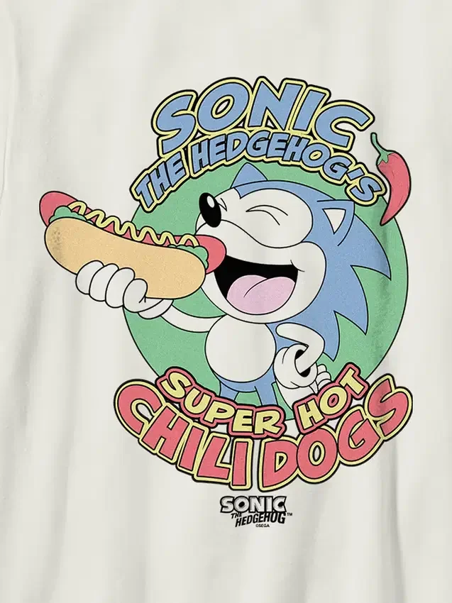 T-skjorte med «Sonic the Hedgehog Chilidogs»-motiv for barn