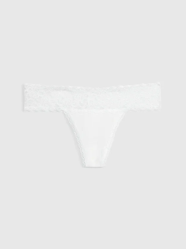 Tanga i økologisk stretchbomull med blonder