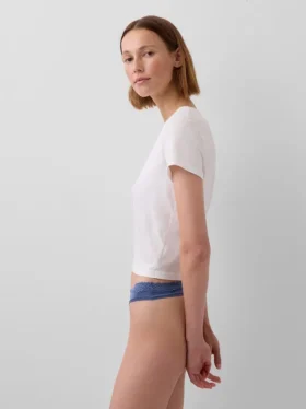 Tanga i økologisk stretchbomull med blonder
