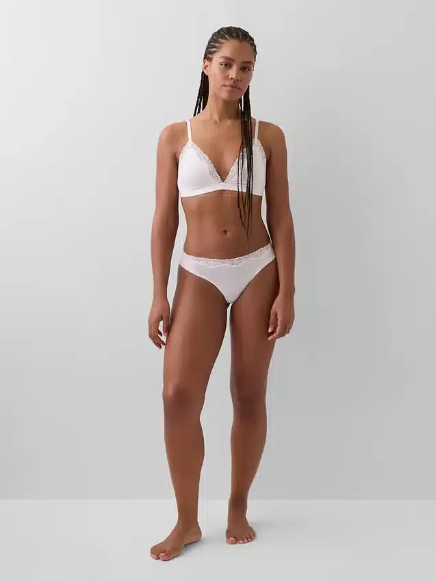 Tanga i økologisk stretchbomull med blonder