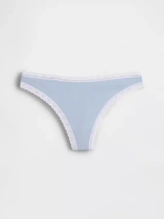 Tanga i økologisk stretchbomull med blonder