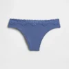 Tanga i økologisk stretchbomull med blonder