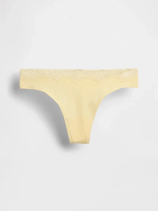 Tanga i økologisk stretchbomull med blonder