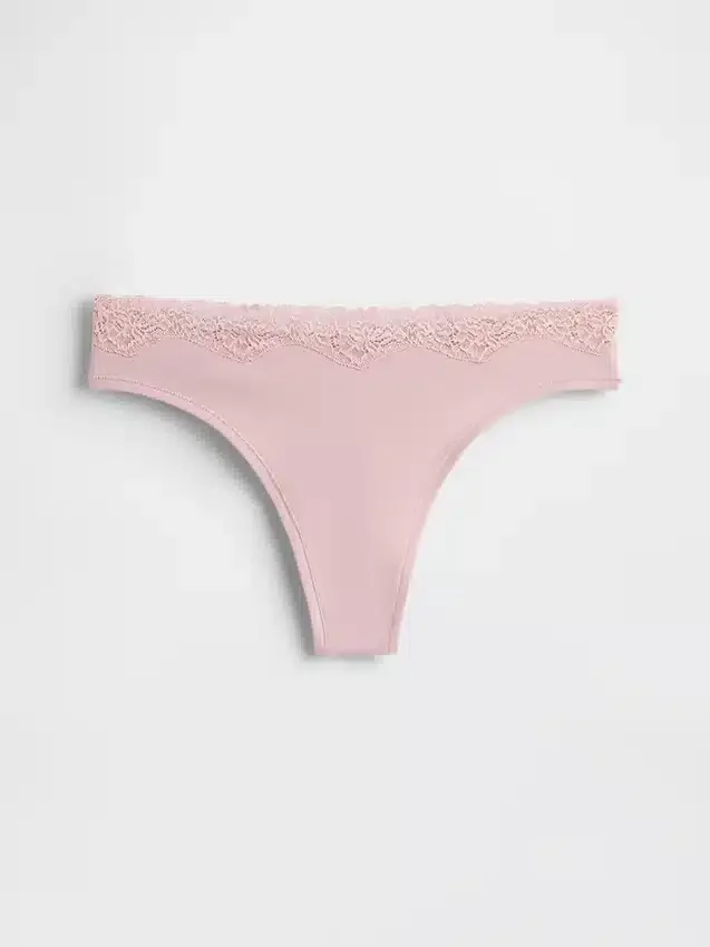 Tanga i økologisk stretchbomull med blonder