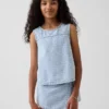 Tank-top i gingham-denim til barn