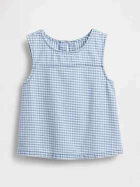 Tank-top i gingham-denim til barn
