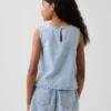 Tank-top i gingham-denim til barn