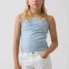 Tank-top med ribbestrikk og firkantet hals til barn