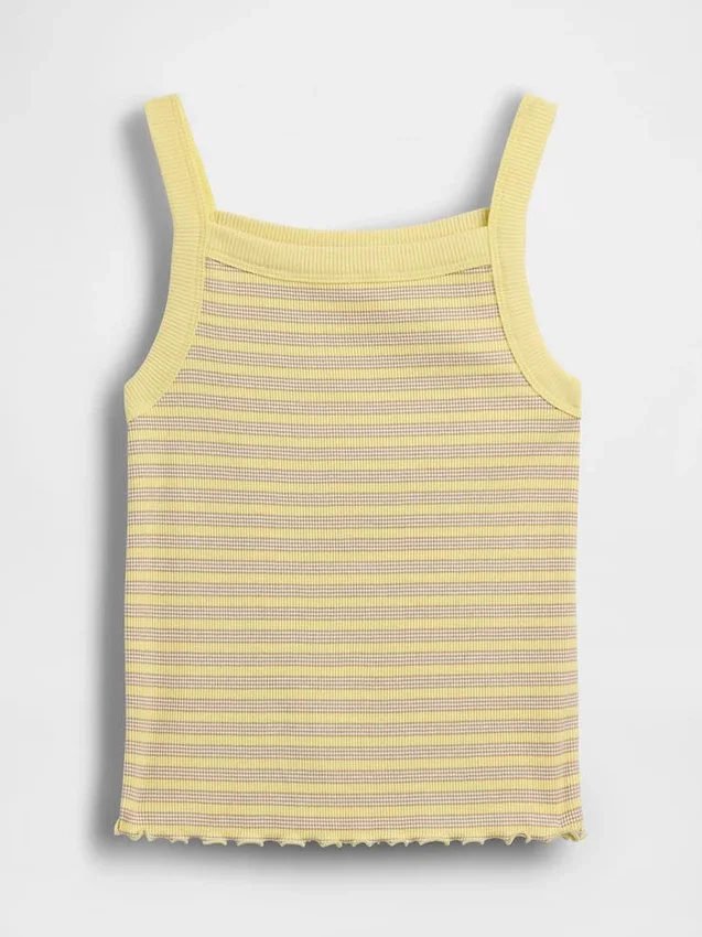 Tank-top med ribbestrikk og firkantet hals til barn