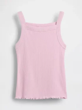 Tank-top med ribbestrikk og firkantet hals til barn
