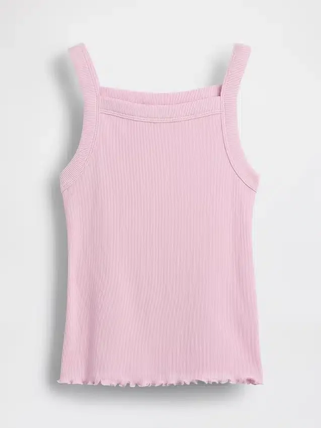 Tank-top med ribbestrikk og firkantet hals til barn