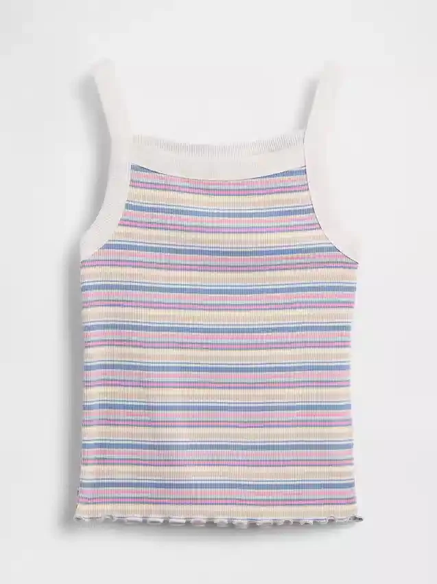 Tank-top med ribbestrikk og firkantet hals til barn