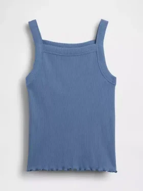 Tank-top med ribbestrikk og firkantet hals til barn