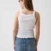 Tank-top med ribbestrikk og firkantet hals til barn