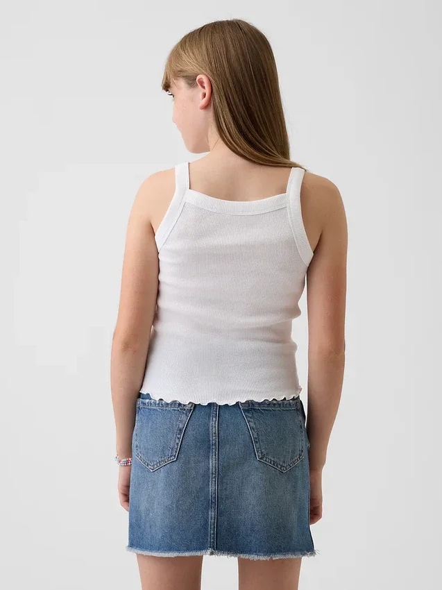 Tank-top med ribbestrikk og firkantet hals til barn