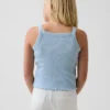 Tank-top med ribbestrikk og firkantet hals til barn