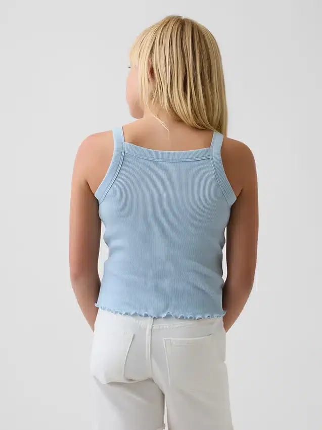 Tank-top med ribbestrikk og firkantet hals til barn