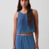 Tanktop i bomullsgasbind-denim