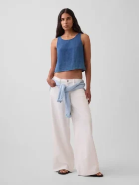 Tanktop i bomullsgasbind-denim