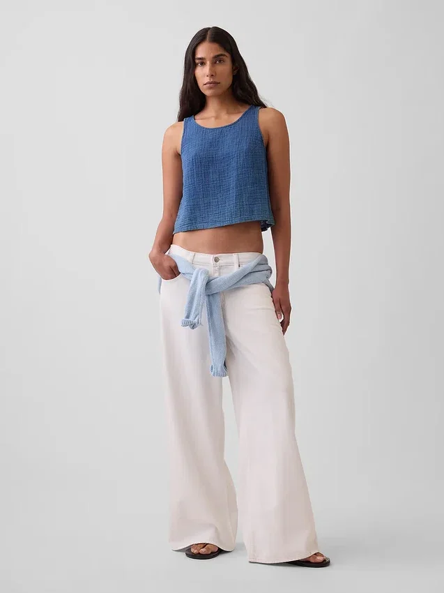 Tanktop i bomullsgasbind-denim