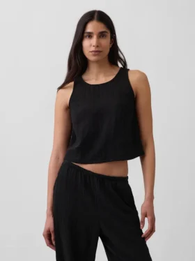 Tanktop i bomullsgasbind med racerrygg