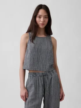 Tanktop i bomullsgasbind med racerrygg