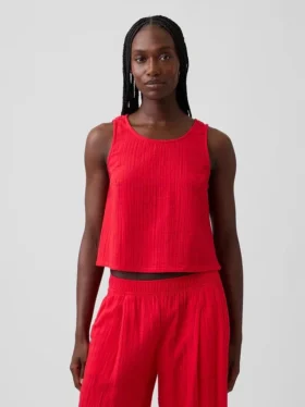 Tanktop i bomullsgasbind med racerrygg