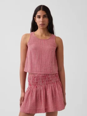 Tanktop i bomullsgasbind med racerrygg