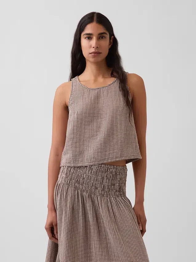 Tanktop i bomullsgasbind med racerrygg