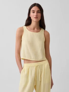 Tanktop i bomullsgasbind med racerrygg