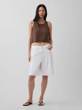 Tanktop i bomullsgasbind med racerrygg