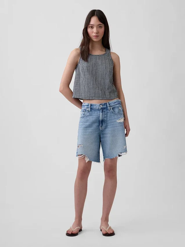 Tanktop i bomullsgasbind med racerrygg