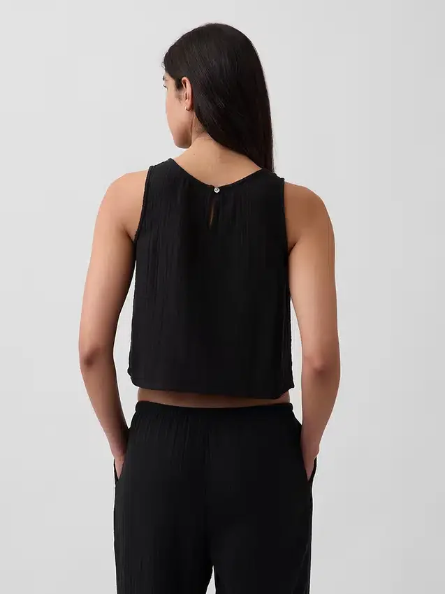 Tanktop i bomullsgasbind med racerrygg
