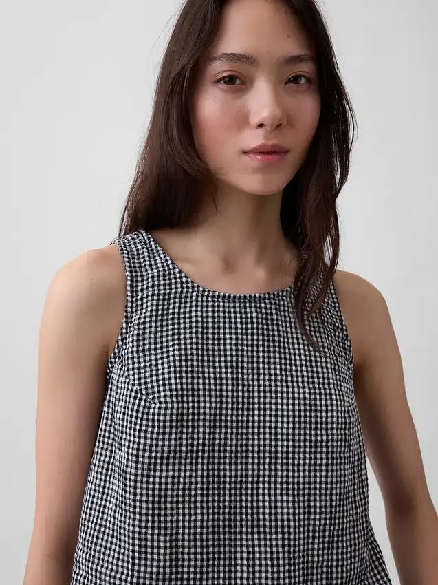 Tanktop i bomullsgasbind med racerrygg