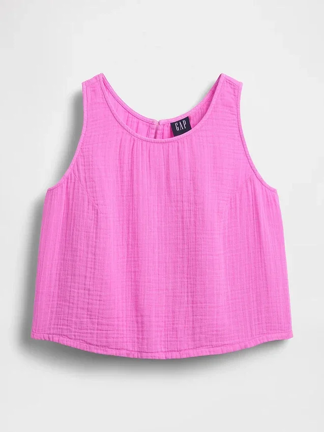 Tanktop i bomullsgasbind med racerrygg