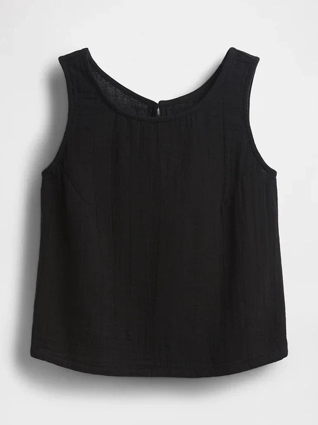 Tanktop i bomullsgasbind med racerrygg
