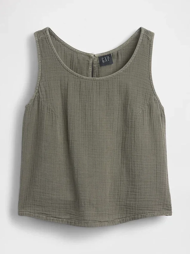 Tanktop i bomullsgasbind med racerrygg