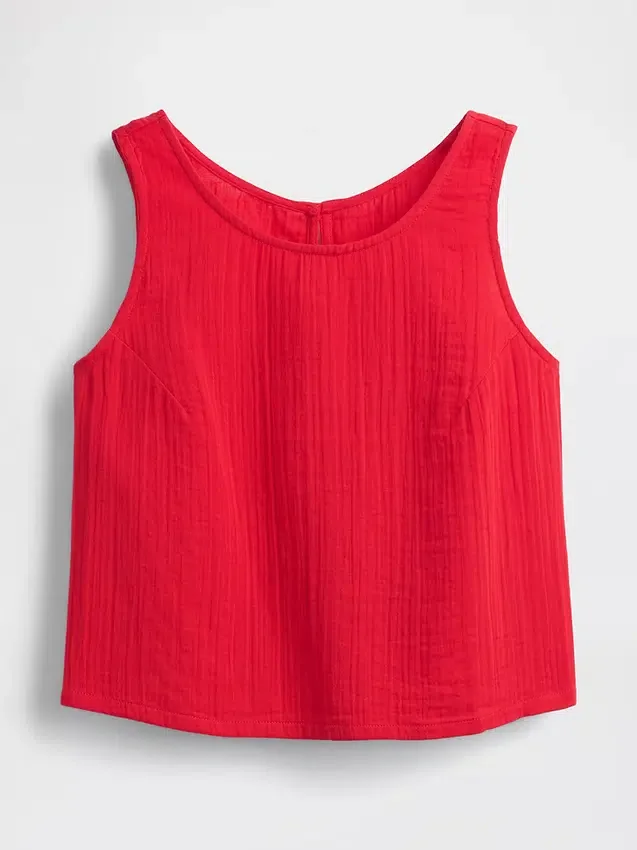 Tanktop i bomullsgasbind med racerrygg