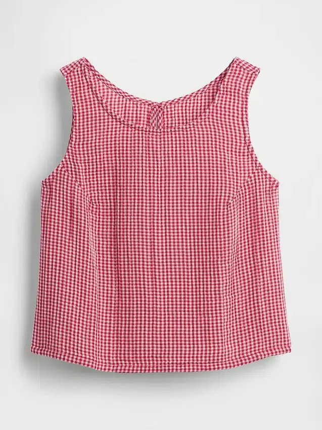 Tanktop i bomullsgasbind med racerrygg