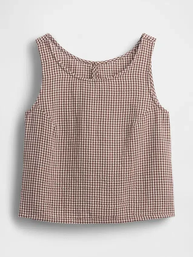 Tanktop i bomullsgasbind med racerrygg