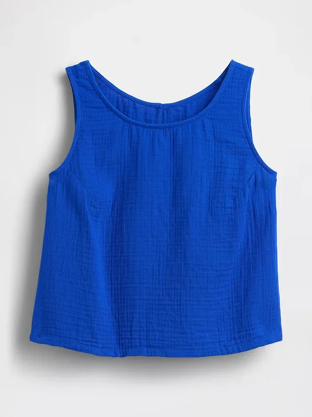 Tanktop i bomullsgasbind med racerrygg
