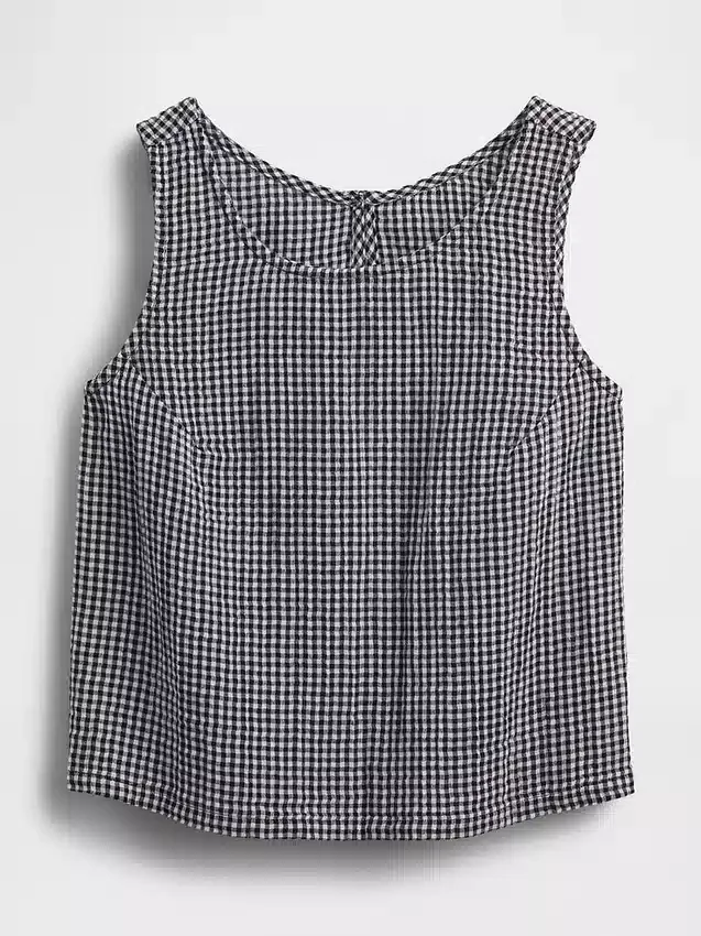 Tanktop i bomullsgasbind med racerrygg