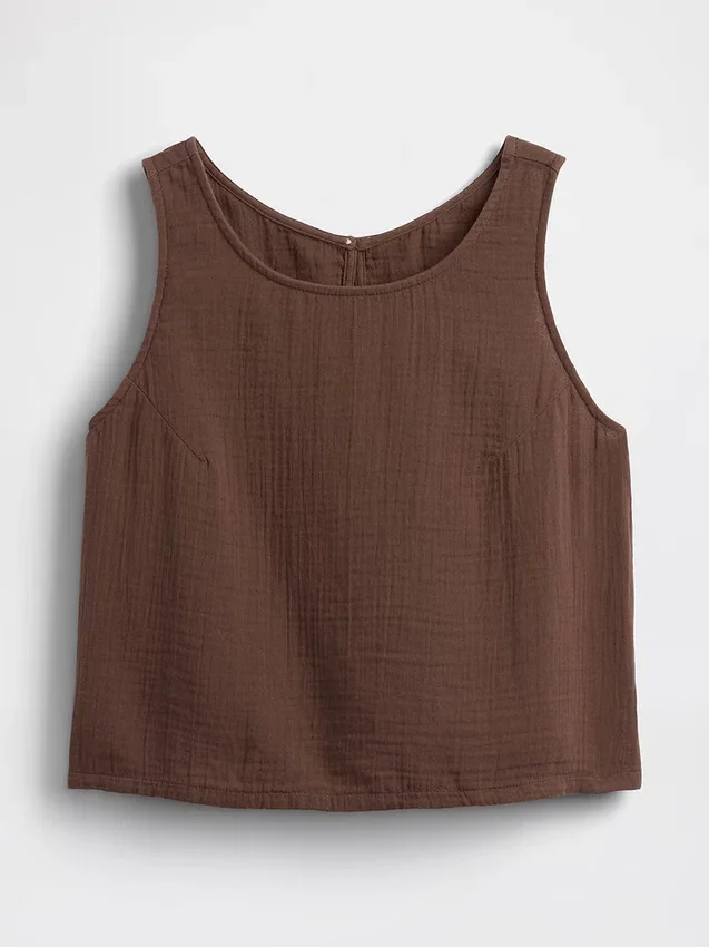 Tanktop i bomullsgasbind med racerrygg