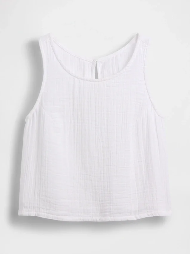 Tanktop i bomullsgasbind med racerrygg